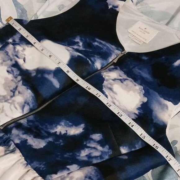 Kate Spade‎ Joss Fit & Flare Cocktail Dress in Blue Dusk Cloud Fabric, Size 6 - Picture 9 of 13